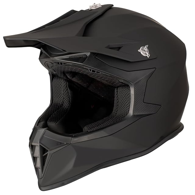 Casco de cross Vinz Luis en negro mate con la visera puesta