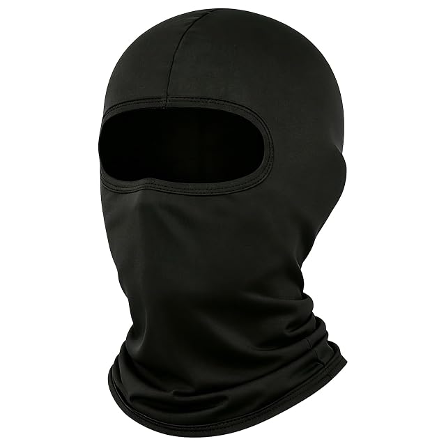 Pasamontañas LONGKING negro llevado bajo un casco