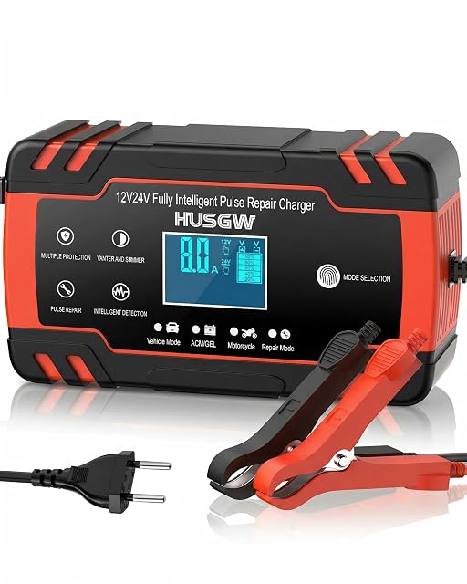Cargador de batería Husgw de 8 A con pantalla LCD