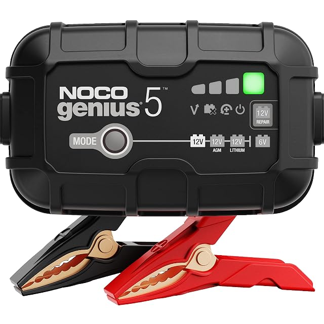 Cargador de batería NOCO GENIUS5 con pinzas y terminales de anilla