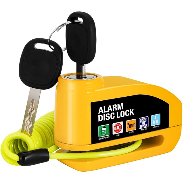 Antirrobo de disco con alarma Vemfay con cordón recordatorio naranja