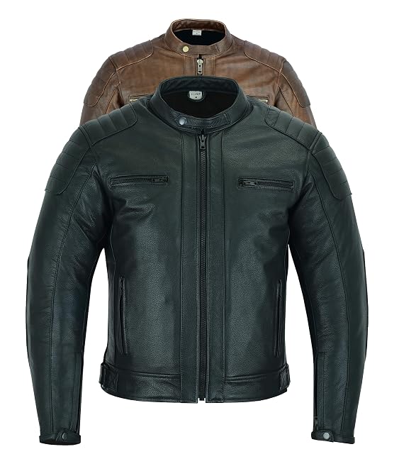 Chaqueta de cuero de moto Texpeed de clase AAA en negro