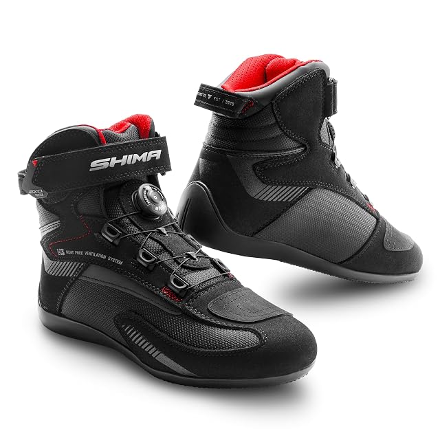 Zapatilla de moto de piel SHIMA EXO con el cierre de rueda ATOP
